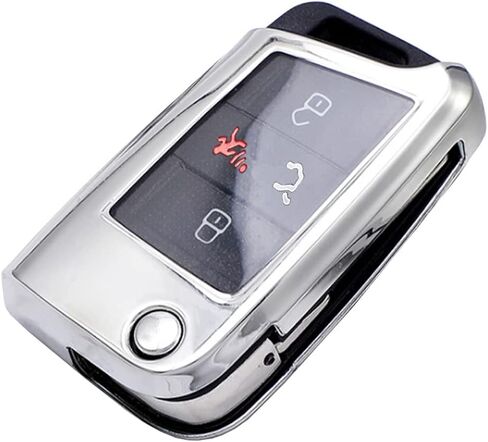 4 Button Soft TPU Protector Key Fob Cover Case fit for VW 2016-2017 Golf Polo GTI 2018 2019 Tiguan 2021 T Cross Keyless Entry Key Fob (Silver) in Kuwait