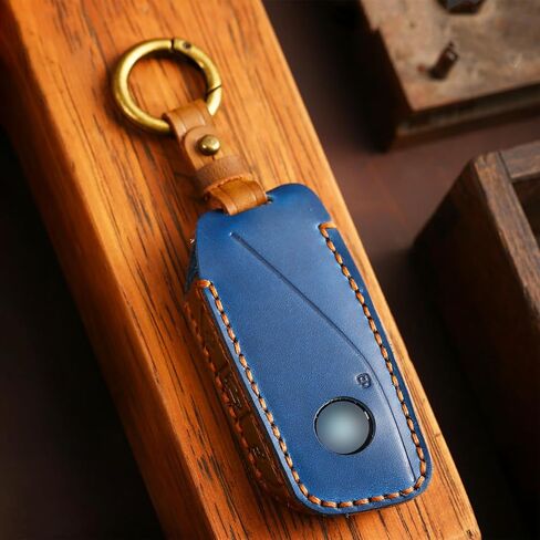 Retro Style Leather Key Fob Cover, Compatible with BMW 2023/24/25 New 5 7 Series X1 X5 X6 X7 XM 740i 760i IX IX3 I5 I7, No Screw Design Smart Key Holder Protector(Brown) in Saudi Arabia