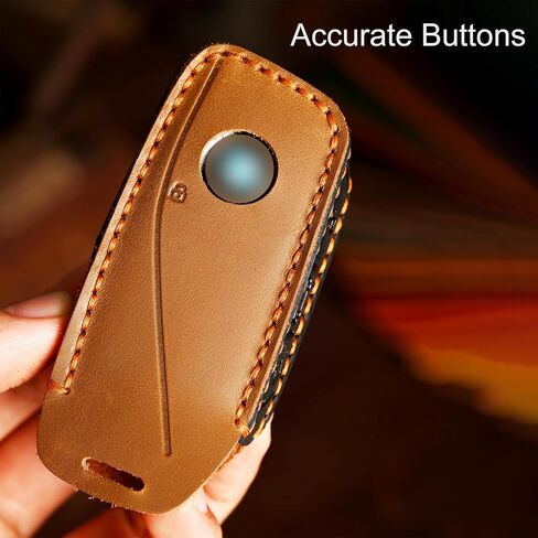 Retro Style Leather Key Fob Cover, Compatible with BMW 2023/24/25 New 5 7 Series X1 X5 X6 X7 XM 740i 760i IX IX3 I5 I7, No Screw Design Smart Key Holder Protector(Brown) in Saudi Arabia