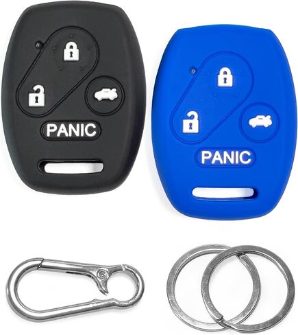 2-Pack Click&Fit Silicone Key Fob Covers Compatible with Honda Accord 2003-2014, Civic 2006-2012, Pilot 2009-2015, CR-V 2005-06 – Car Remote Key Shell Rubber Protector 4-Buttons, Black+Grey in Kuwait
