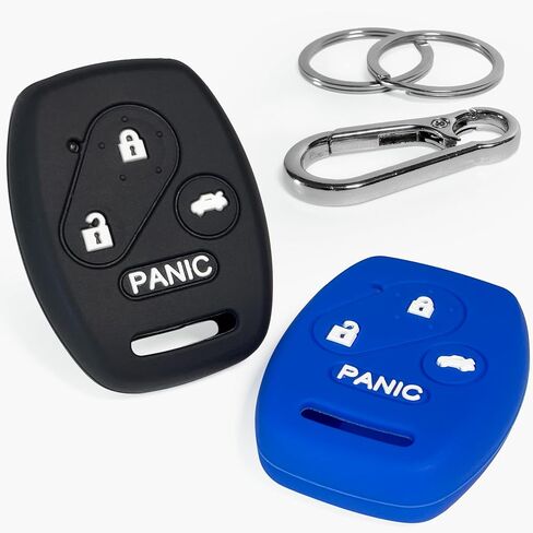 2-Pack Click&Fit Silicone Key Fob Covers Compatible with Honda Accord 2003-2014, Civic 2006-2012, Pilot 2009-2015, CR-V 2005-06 – Car Remote Key Shell Rubber Protector 4-Buttons, Black+Grey in Kuwait