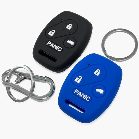 2-Pack Click&Fit Silicone Key Fob Covers Compatible with Honda Accord 2003-2014, Civic 2006-2012, Pilot 2009-2015, CR-V 2005-06 – Car Remote Key Shell Rubber Protector 4-Buttons, Black+Grey in Kuwait