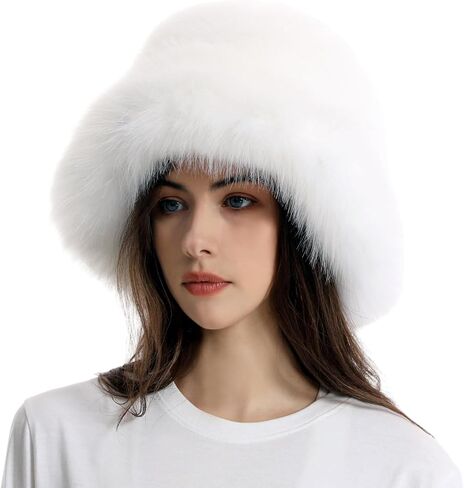 JUMISEE Fuzzy Faux Fur Bucket Hats for Women Girls Furry Russian Style Winter Fisherman Cap Warm Ski Snow Hat in Kuwait