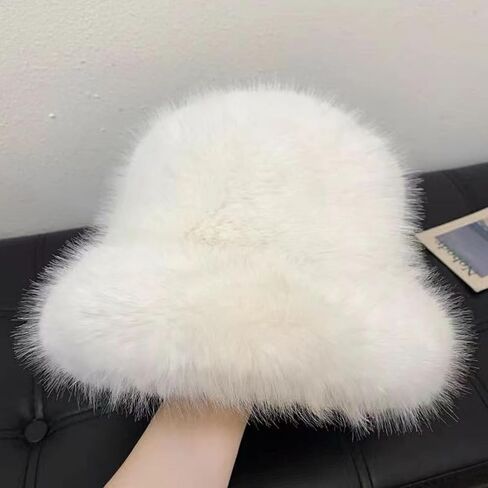 JUMISEE Fuzzy Faux Fur Bucket Hats for Women Girls Furry Russian Style Winter Fisherman Cap Warm Ski Snow Hat in Kuwait