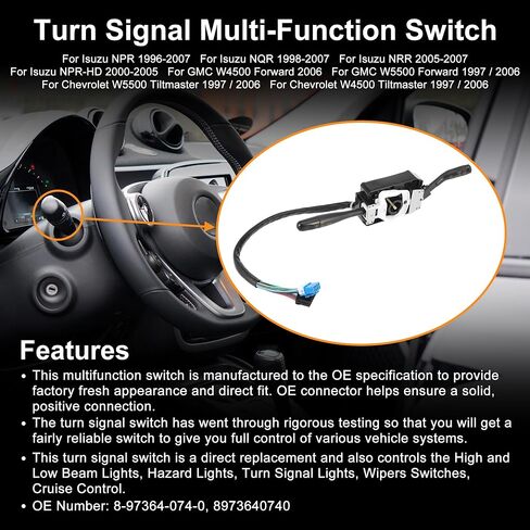 X AUTOHAUX بدوره إشارة التبديل ممسحة زجاج أمامي التبديل مع مثبت السرعة ل ايسوزو NPR 1996-2007 8973640740 in Saudi Arabia