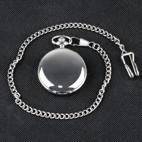Smooth Pocket Watch Alloy Steel Quartz Roman Numerals with 37cm Chain for Father's Day Xmas Best Gifts in Saudi Arabia