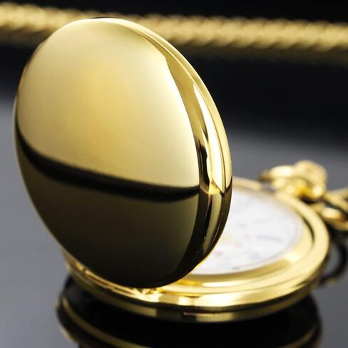 Smooth Pocket Watch Alloy Steel Quartz Roman Numerals with 37cm Chain for Father's Day Xmas Best Gifts in Saudi Arabia