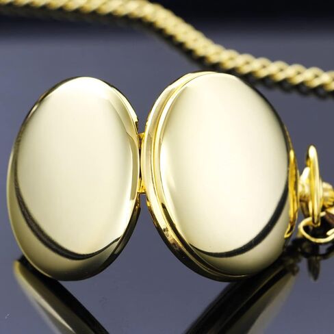 Smooth Pocket Watch Alloy Steel Quartz Roman Numerals with 37cm Chain for Father's Day Xmas Best Gifts in Saudi Arabia