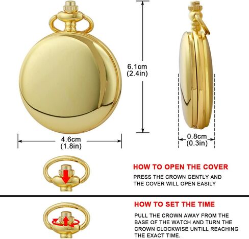 Smooth Pocket Watch Alloy Steel Quartz Roman Numerals with 37cm Chain for Father's Day Xmas Best Gifts in Saudi Arabia