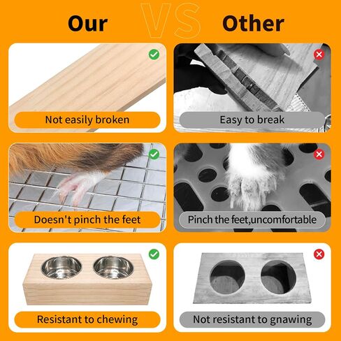 3 in 1 Rabbit Hay Feeder with Litter Box,Wooden Hay Feeder with 2 Bowls & Litter Box for Guinea Pig Chinchilla Bunny Other Small Animals,Large Capacity & Preventing Waste in Kuwait