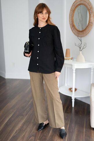 Women Button Down Shirts Long Sleeve Cotton Blouses Dressy Casual Button Up Shirt Tops Work Blouses Fall Fashion in Saudi Arabia