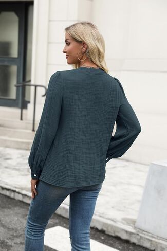 Women Button Down Shirts Long Sleeve Cotton Blouses Dressy Casual Button Up Shirt Tops Work Blouses Fall Fashion in Saudi Arabia
