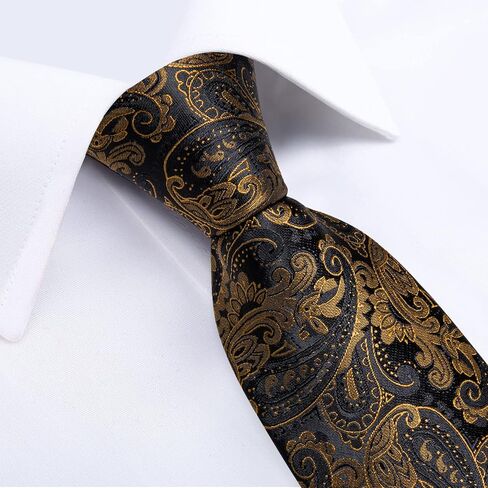 DiBanGu Paisley Mens Tie Set Silk Woven Jacquard Necktie and Pocket Square Cufflinks Gift Set Formal Bussiness Regular Tie in Kuwait