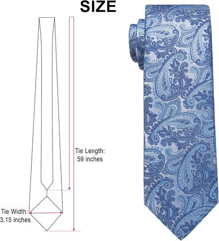 DiBanGu Paisley Mens Tie Set Silk Woven Jacquard Necktie and Pocket Square Cufflinks Gift Set Formal Bussiness Regular Tie in Kuwait