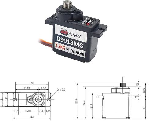 GOTECK 2PCS D9025MG 9g Mini Servo, Micro Full Metal Gear Digital Servo,with Metal Horn for RC Car Model Boat Fixed-Wing Helicopter Airplane Robot Toy in Kuwait
