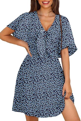 Dokotoo Boho Dresses for Women 2025 Floral Mini Dress Summer Boho Dress Vacation Beach in Saudi Arabia