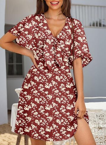 Dokotoo Boho Dresses for Women 2025 Floral Mini Dress Summer Boho Dress Vacation Beach in Saudi Arabia