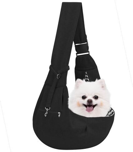 Adjustable Dog Carrier Sling - Hand-Free Dog Carriers for Small Dogs and Cats, Puppy Sling Carrier with Zipper Purse Pocket, Travel Safety Harness, Puppy Essentials(Gray) in Saudi Arabia