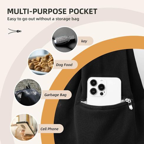 Adjustable Dog Carrier Sling - Hand-Free Dog Carriers for Small Dogs and Cats, Puppy Sling Carrier with Zipper Purse Pocket, Travel Safety Harness, Puppy Essentials(Gray) in Saudi Arabia