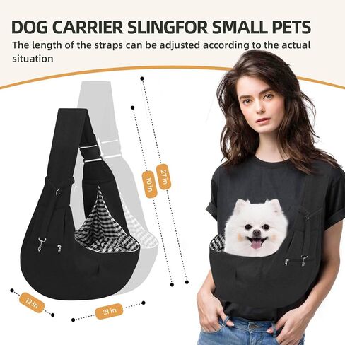 Adjustable Dog Carrier Sling - Hand-Free Dog Carriers for Small Dogs and Cats, Puppy Sling Carrier with Zipper Purse Pocket, Travel Safety Harness, Puppy Essentials(Gray) in Saudi Arabia