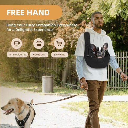 Adjustable Dog Carrier Sling - Hand-Free Dog Carriers for Small Dogs and Cats, Puppy Sling Carrier with Zipper Purse Pocket, Travel Safety Harness, Puppy Essentials(Gray) in Saudi Arabia