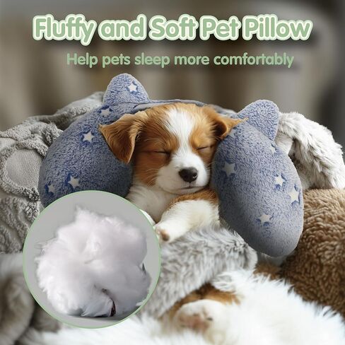 Dog Calming Pillow, Dog Neck Pillow Soft Fluffy Pet Calming Toy Half Donut Cuddler, U-Shaped Pillow for Pets, Joint Relief Sleeping Improve (Large, Pink) in Kuwait