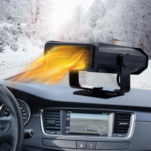 Portable Car Heater, Fast Heating Defrost Defogger Demister Heating/Cooling Fan, 360 °Rotatable Auto Windshield Defroster Plug in Cigarette Lighter for All Car Trucks SUV Jeeps Trailer in Saudi Arabia