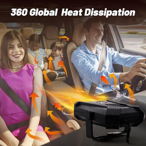 Portable Car Heater, Fast Heating Defrost Defogger Demister Heating/Cooling Fan, 360 °Rotatable Auto Windshield Defroster Plug in Cigarette Lighter for All Car Trucks SUV Jeeps Trailer in Saudi Arabia