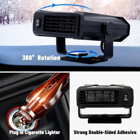 Portable Car Heater, Fast Heating Defrost Defogger Demister Heating/Cooling Fan, 360 °Rotatable Auto Windshield Defroster Plug in Cigarette Lighter for All Car Trucks SUV Jeeps Trailer in Saudi Arabia