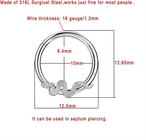 FANSING 316L Surgical Steel Snake Piercing Rings for Septum Daith in Kuwait