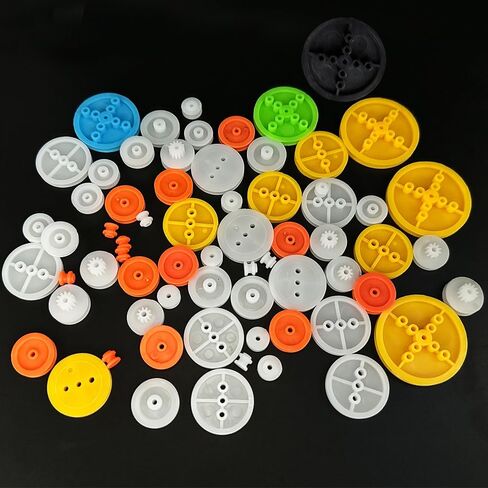 84PCS Belt Pulley Set 2MM Hole Plastic Belt Pulley with Rubber Band for DIY Model Toy RC Car Robot Airplane Accessories in Saudi Arabia