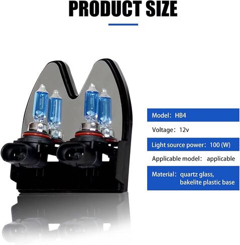 QODOLSI Pack-2 9006/HB4 Halogen lamp Bulb, 12V 100W High Beam Low Beam Driving Fog Light, P22D Lamp Holder White Super Bright lamp, Universal for Most Cars, SUVs, Trucks in Saudi Arabia