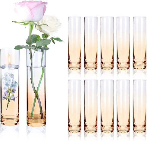 Glass Vases for Centerpieces Clear Vase, Set of 12 Glass Cylinder Vase,Handmade Slim Flower Vases Wedding Table Decor for Single Rose Vases Bulk, Home Aesthetic Desk Decor, Party Decorations,1.9"*7.8" in Saudi Arabia