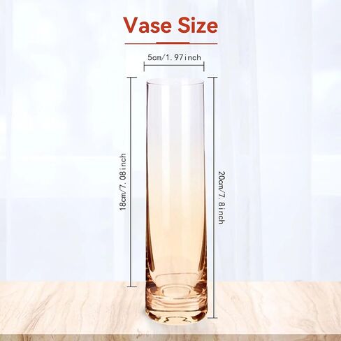Glass Vases for Centerpieces Clear Vase, Set of 12 Glass Cylinder Vase,Handmade Slim Flower Vases Wedding Table Decor for Single Rose Vases Bulk, Home Aesthetic Desk Decor, Party Decorations,1.9"*7.8" in Saudi Arabia