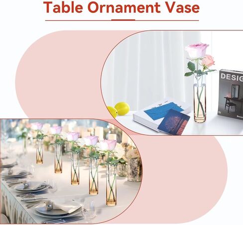 Glass Vases for Centerpieces Clear Vase, Set of 12 Glass Cylinder Vase,Handmade Slim Flower Vases Wedding Table Decor for Single Rose Vases Bulk, Home Aesthetic Desk Decor, Party Decorations,1.9"*7.8" in Saudi Arabia