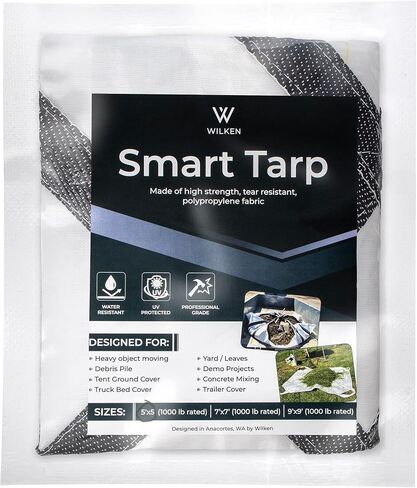 5’x5’ – Multi-Use Heavy Duty Tarp – Custom Designed Tarp - Home, Garden, Construction, Camping and Trailering. Extra Strong Waterproof and UV Resistant Tarp with Handles – (5x5). in Kuwait