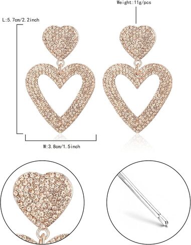 Flyonce Valentines Earrings Heart Drop Dangle Earring for Women Valentine Day Gifts for Her in Saudi Arabia