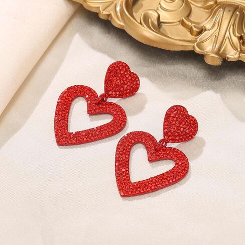 Flyonce Valentines Earrings Heart Drop Dangle Earring for Women Valentine Day Gifts for Her in Saudi Arabia