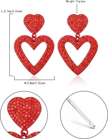 Flyonce Valentines Earrings Heart Drop Dangle Earring for Women Valentine Day Gifts for Her in Saudi Arabia