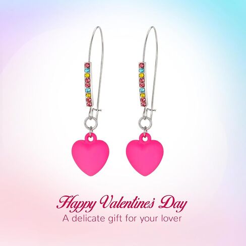 Flyonce Valentines Earrings Heart Drop Dangle Earring for Women Valentine Day Gifts for Her in Saudi Arabia