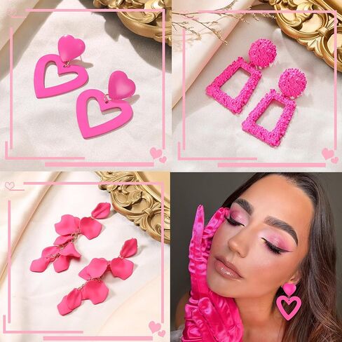 Flyonce Valentines Earrings Heart Drop Dangle Earring for Women Valentine Day Gifts for Her in Kuwait