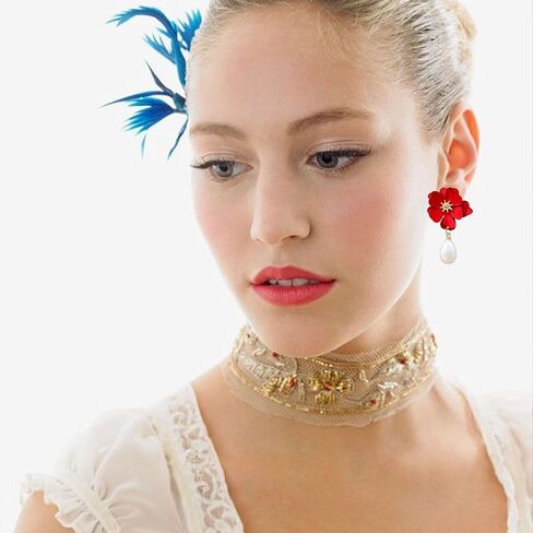 Pearl Bohemian Flower Earrings Floral Petal Flower Stud Earrings Jewelry for Women in Saudi Arabia