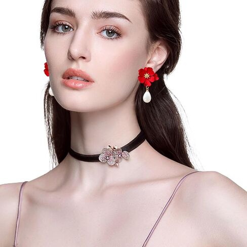 Pearl Bohemian Flower Earrings Floral Petal Flower Stud Earrings Jewelry for Women in Saudi Arabia