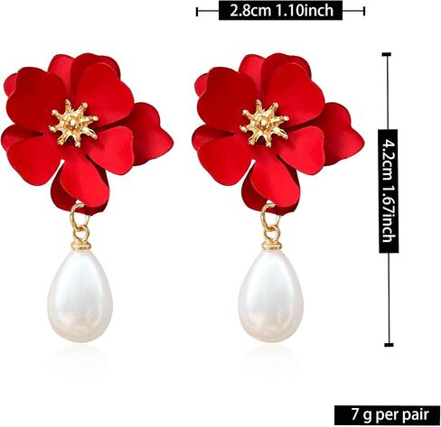 Pearl Bohemian Flower Earrings Floral Petal Flower Stud Earrings Jewelry for Women in Saudi Arabia