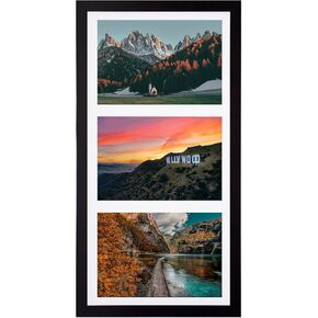 3 Picture Frame Black Display 5x7 Triple Mat 8x16 Collage Photo Frames for Wall Decor