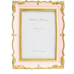 4x6 Picture Frames Vintage Photo Frame for Table Top Display and Wall Hanging Home Decor (Pink, 4x6 Inch)