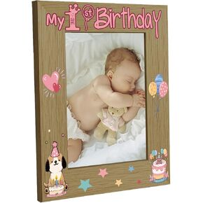 CREATCABIN Five Generations Picture Frame Wood Photo Frame Holds Display Pictures 4x6 Wall Mounting Printing Poster Frame Stand for Wall Gallery Tabletop Decor 6 x 8Inch-One Family Many Hearts
