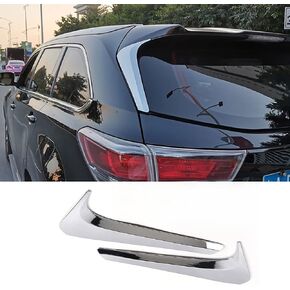 Car Accessories Fit For Toyota Highlander 2014 2015 2016 2017 2018 2019 Side Rear Window Spoiler Wing Cover Trims (Glossy Chrome Style) ABS 2 PCS
