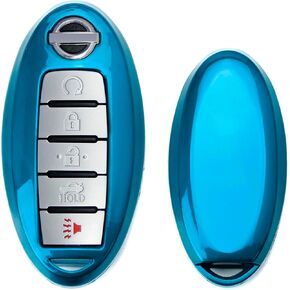 iJDMTOY Exact Fit Gloss Metallic White Smart Key Fob Shell Compatible with Nissan Armada Rogue GT-R Murano Pathfinder Sentra Leaf Titan (4-Button only)