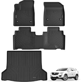 Floor Mats & Trunk Mat Compatible for Cadillac Lyriq 2023-2024,All Weather Anti-Slip TPE Rubber Waterproof Non-Slip Design Protect 2 Rows Set Car Floor Liners with Cargo Liners Accessories